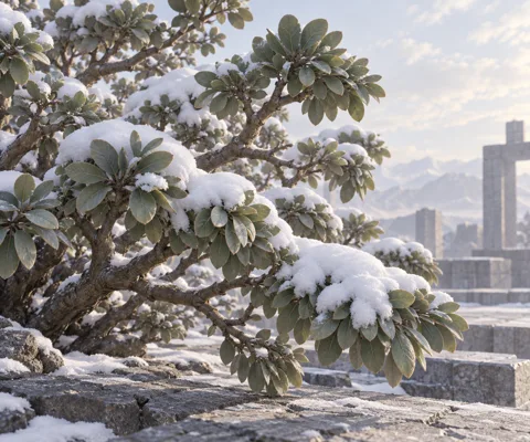 雪压红簇的分枝